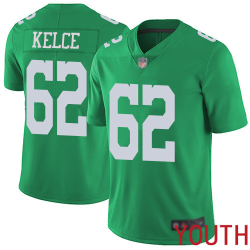 Youth Philadelphia Eagles 62 Jason Kelce Limited Green Rush Vapor Untouchable NFL Jersey Football